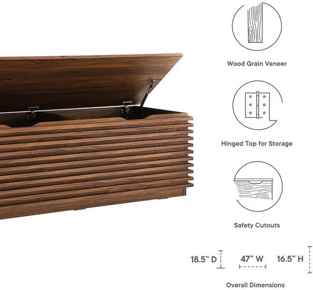 Alt view image 6 of 7 - Render Storage Bench Walnut EEI-6057-WAL