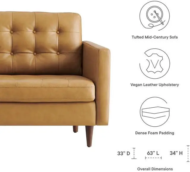 Alt view image 7 of 7 - Exalt Tufted Vegan Leather Loveseat Tan EEI-6100-TAN
