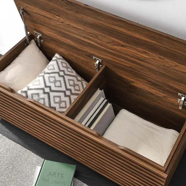 Alt view image 7 of 7 - Render Storage Bench Walnut EEI-6057-WAL