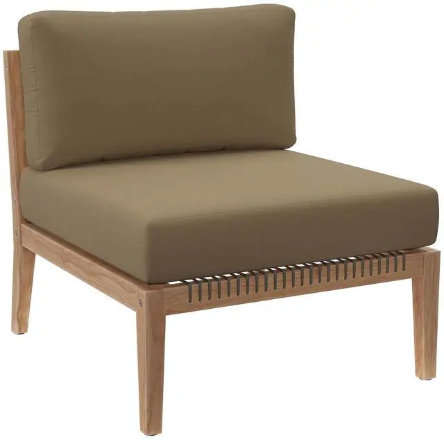 Main image of Clearwater Outdoor Patio Teak Wood Armless Chair Gray Light Brown EEI-5856-GRY-LBR