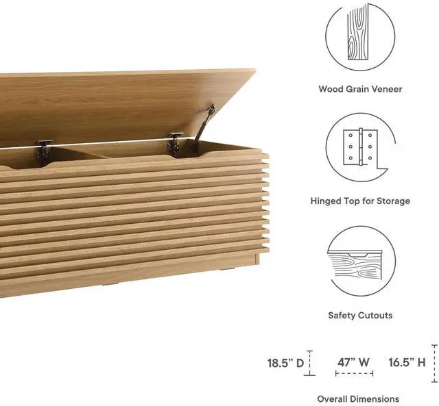 Alt view image 6 of 7 - Render Storage Bench Oak EEI-6057-OAK