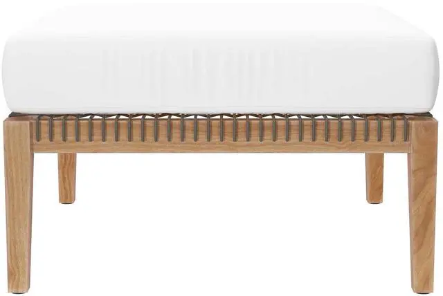 Alt view image 2 of 7 - Clearwater Outdoor Patio Teak Wood Ottoman Gray White EEI-5854-GRY-WHI
