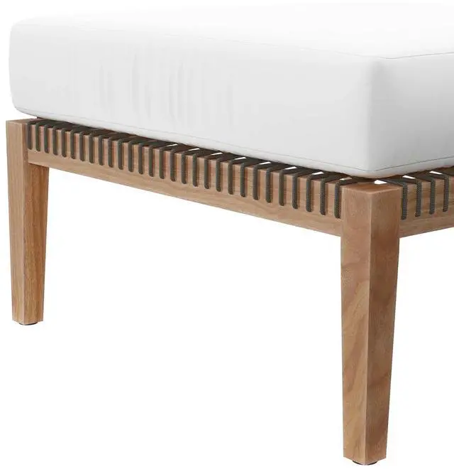 Alt view image 3 of 7 - Clearwater Outdoor Patio Teak Wood Ottoman Gray White EEI-5854-GRY-WHI