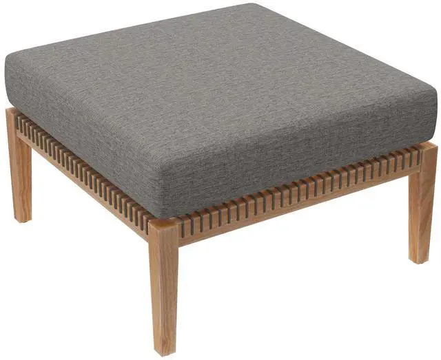 Main image of Clearwater Outdoor Patio Teak Wood Ottoman Gray Graphite EEI-5854-GRY-GPH