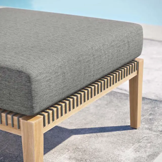 Alt view image 6 of 7 - Clearwater Outdoor Patio Teak Wood Ottoman Gray Graphite EEI-5854-GRY-GPH