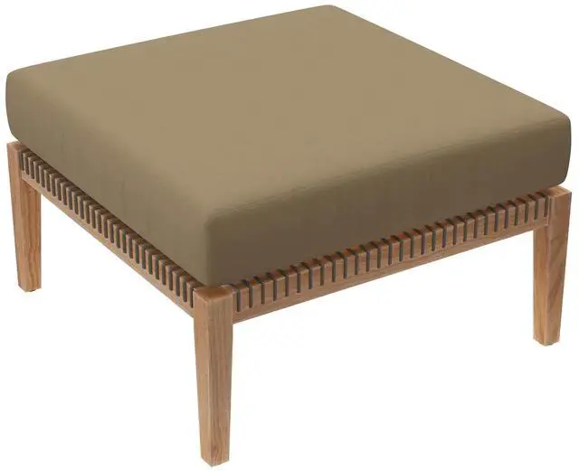 Main image of Clearwater Outdoor Patio Teak Wood Ottoman Gray Light Brown EEI-5854-GRY-LBR