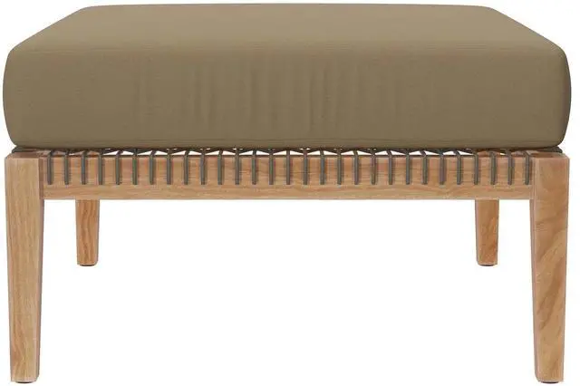 Alt view image 2 of 7 - Clearwater Outdoor Patio Teak Wood Ottoman Gray Light Brown EEI-5854-GRY-LBR
