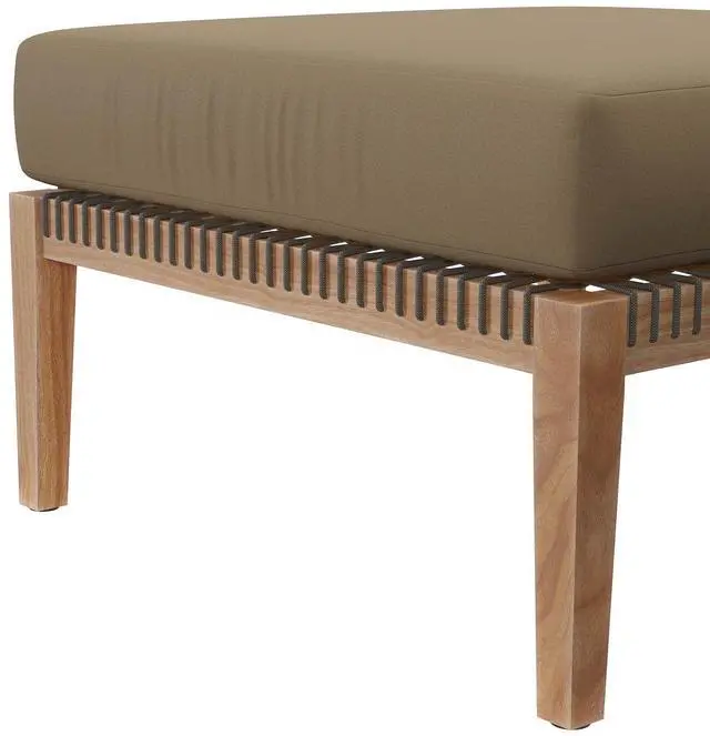 Alt view image 3 of 7 - Clearwater Outdoor Patio Teak Wood Ottoman Gray Light Brown EEI-5854-GRY-LBR