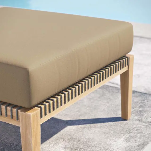 Alt view image 6 of 7 - Clearwater Outdoor Patio Teak Wood Ottoman Gray Light Brown EEI-5854-GRY-LBR