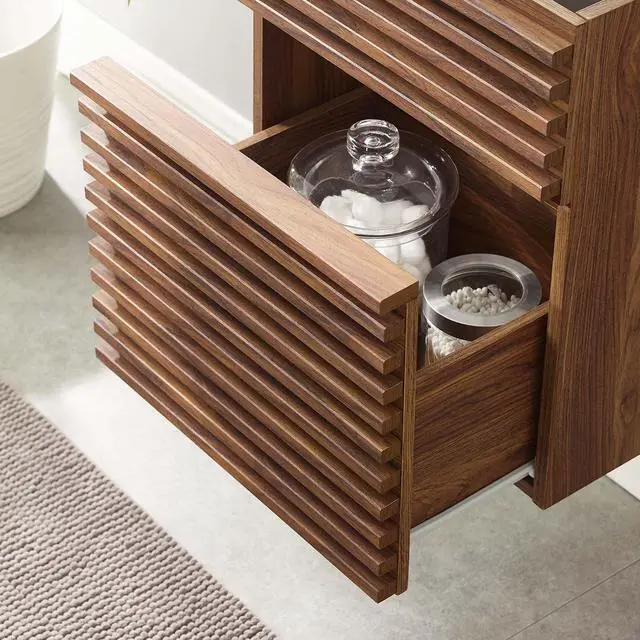 Alt view image 7 of 7 - Render 18" Wall-Mount Bathroom Vanity Cabinet (Sink Basin Not Included) Walnut EEI-4848-WAL