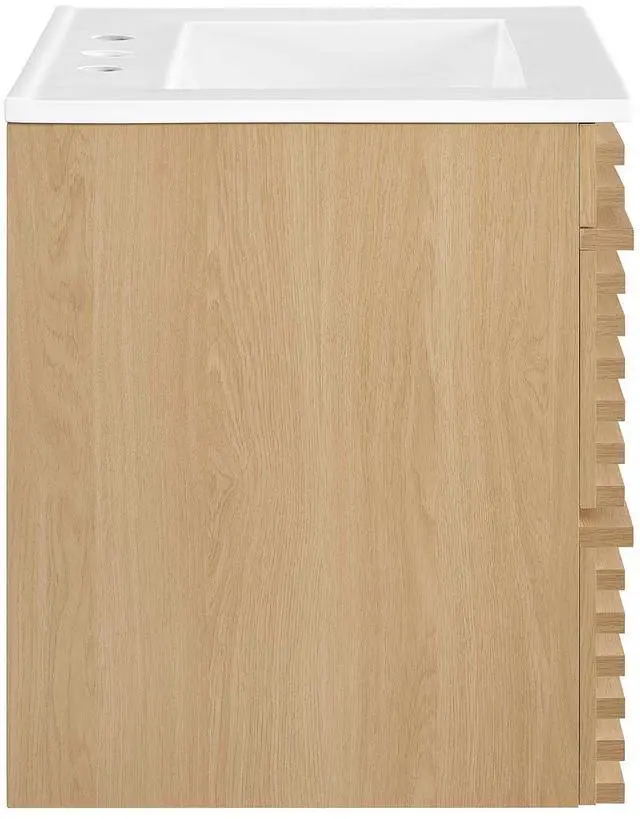 Alt view image 3 of 7 - Render 24" Wall-Mount Bathroom Vanity Oak White EEI-4433-OAK-WHI