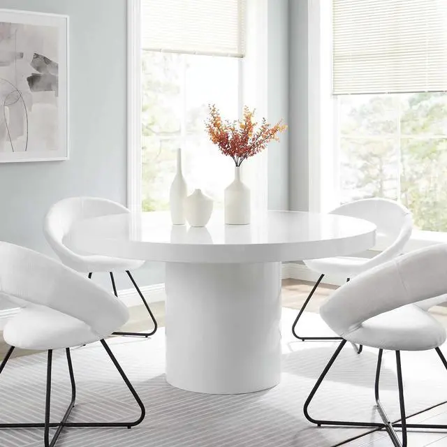 Alt view image 7 of 7 - Gratify 60" Round Dining Table White EEI-4910-WHI