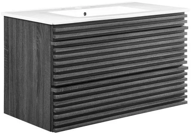 Main image of Render 36" Wall-Mount Bathroom Vanity Charcoal White EEI-4436-CHA-WHI