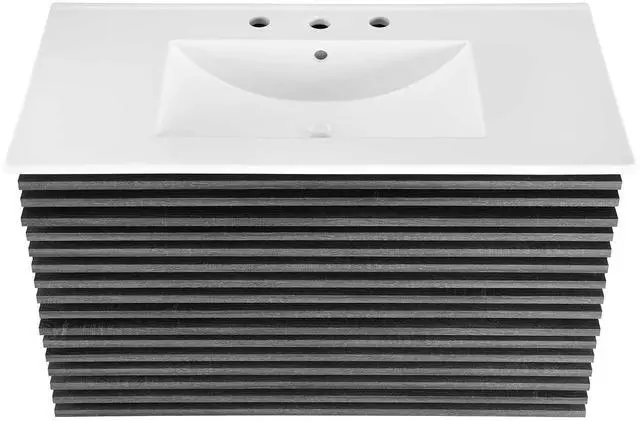 Alt view image 5 of 7 - Render 36" Wall-Mount Bathroom Vanity Charcoal White EEI-4436-CHA-WHI