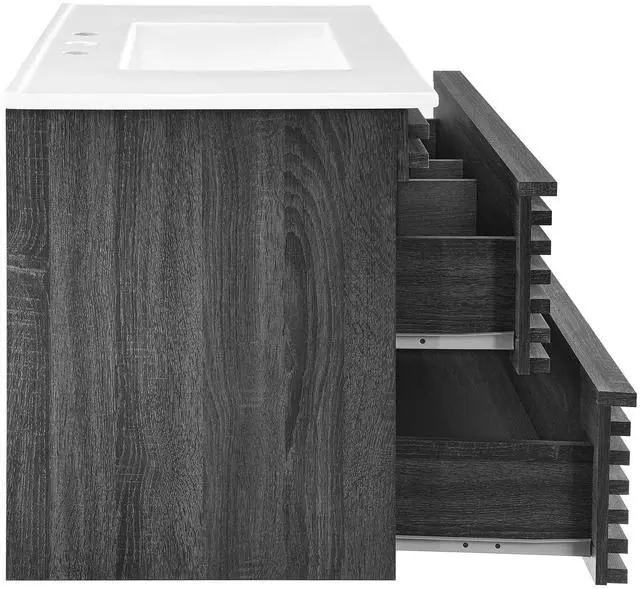 Alt view image 4 of 7 - Render 36" Wall-Mount Bathroom Vanity Charcoal White EEI-4436-CHA-WHI