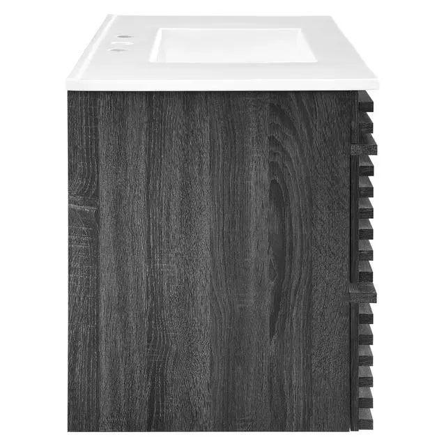 Alt view image 3 of 7 - Render 36" Wall-Mount Bathroom Vanity Charcoal White EEI-4436-CHA-WHI