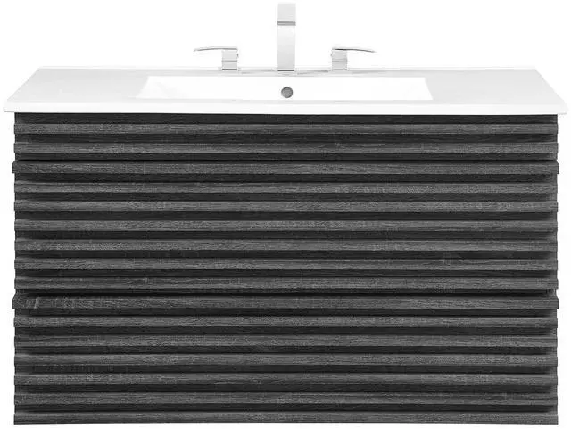 Alt view image 2 of 7 - Render 36" Wall-Mount Bathroom Vanity Charcoal White EEI-4436-CHA-WHI
