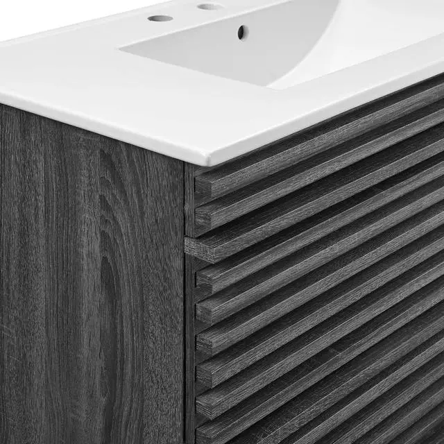 Alt view image 6 of 7 - Render 36" Wall-Mount Bathroom Vanity Charcoal White EEI-4436-CHA-WHI