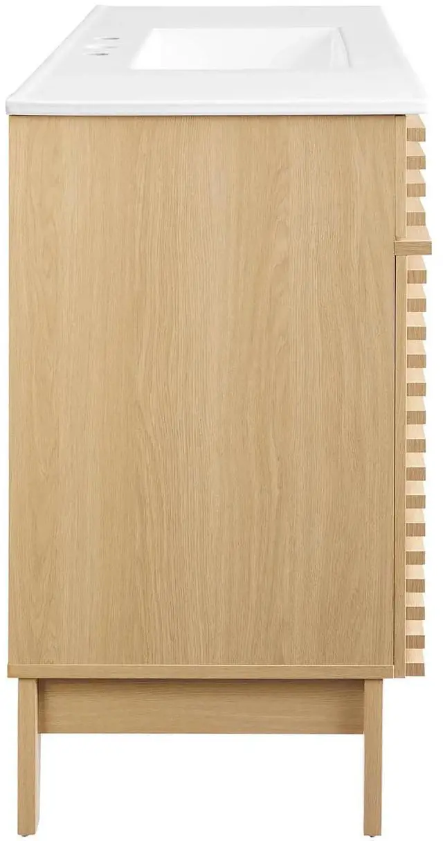 Alt view image 2 of 7 - Render 48" Single Sink Bathroom Vanity Oak White EEI-4439-OAK-WHI
