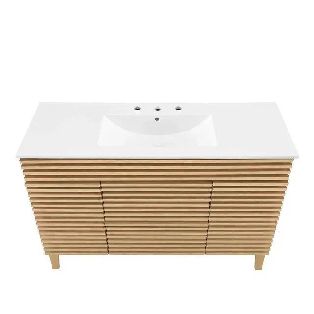 Alt view image 6 of 7 - Render 48" Single Sink Bathroom Vanity Oak White EEI-4439-OAK-WHI