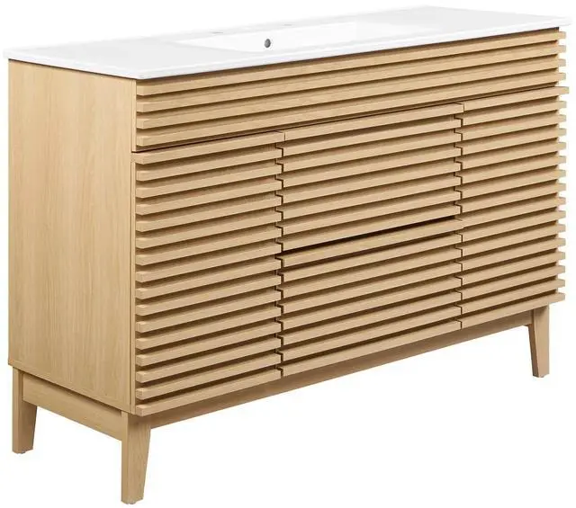 Main image of Render 48" Single Sink Bathroom Vanity Oak White EEI-4439-OAK-WHI