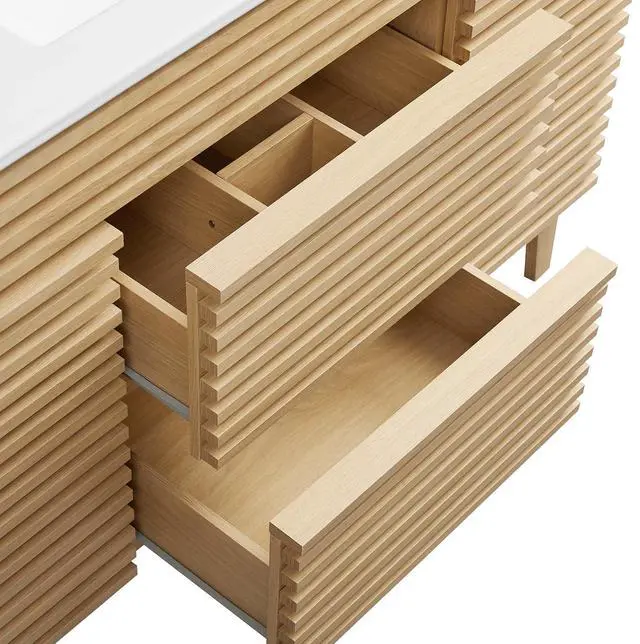 Alt view image 7 of 7 - Render 48" Single Sink Bathroom Vanity Oak White EEI-4439-OAK-WHI