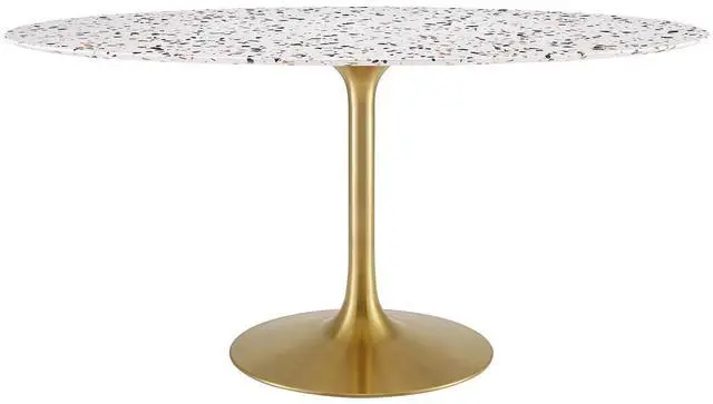 Main image of Lippa 60" Oval Terrazzo Dining Table Gold White EEI-5736-GLD-WHI