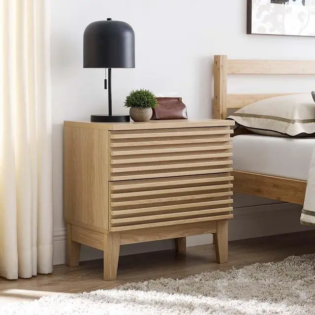 Alt view image 7 of 7 - Render Two-Drawer Nightstand Oak MOD-6964-OAK