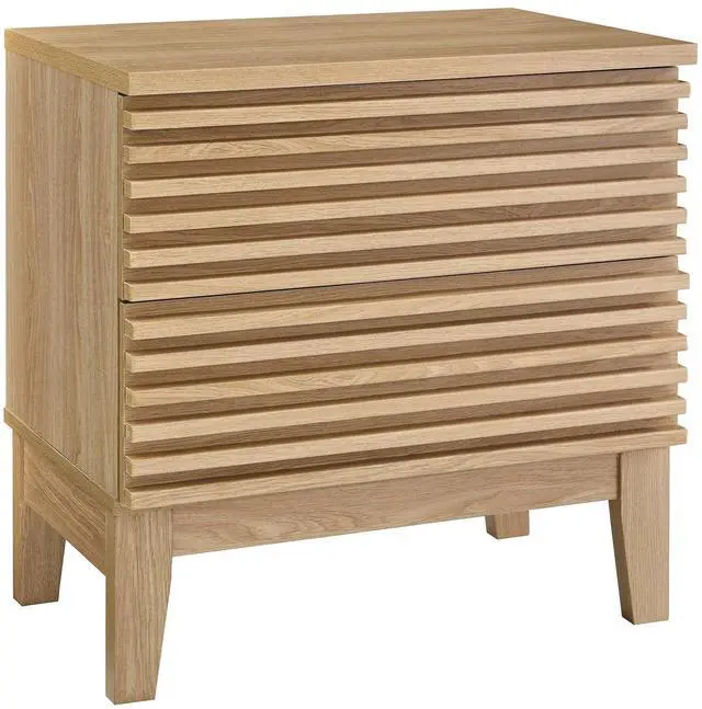 Main image of Render Two-Drawer Nightstand Oak MOD-6964-OAK