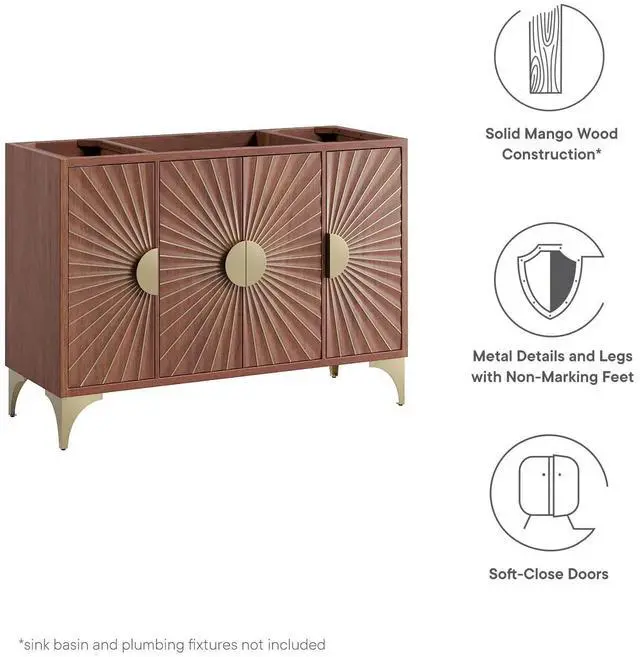 Alt view image 7 of 7 - Daylight 48" Single Sink Compatible (Not Included) Bathroom Vanity Cabinet Walnut EEI-6168-WAL