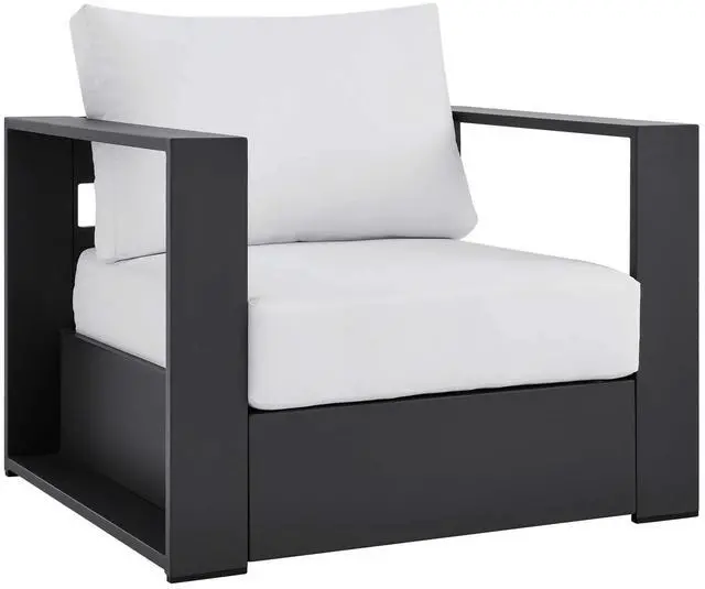 Alt view image 3 of 7 - Tahoe Outdoor Patio Powder-Coated Aluminum 4-Piece Set Gray White EEI-5749-GRY-WHI