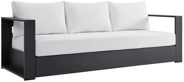 Alt view image 6 of 7 - Tahoe Outdoor Patio Powder-Coated Aluminum 4-Piece Set Gray White EEI-5749-GRY-WHI