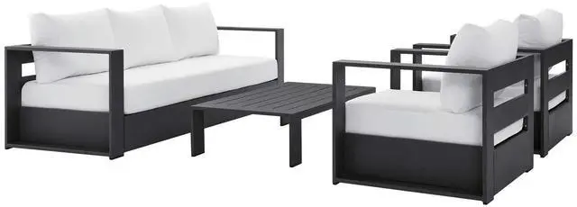 Main image of Tahoe Outdoor Patio Powder-Coated Aluminum 4-Piece Set Gray White EEI-5749-GRY-WHI