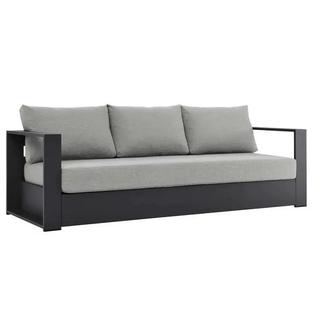 Alt view image 2 of 7 - Tahoe Outdoor Patio Powder-Coated Aluminum 2-Piece Set Gray Gray EEI-5750-GRY-GRY