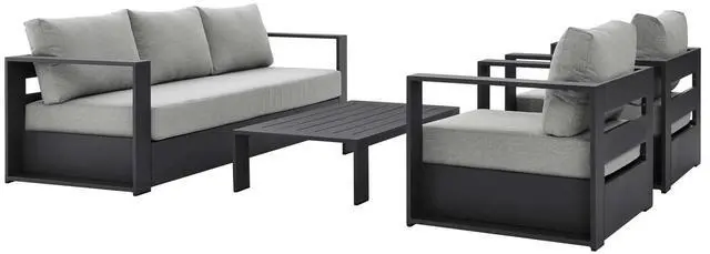 Main image of Tahoe Outdoor Patio Powder-Coated Aluminum 4-Piece Set Gray Gray EEI-5749-GRY-GRY