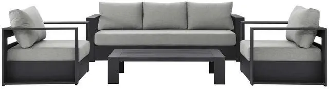 Alt view image 2 of 7 - Tahoe Outdoor Patio Powder-Coated Aluminum 4-Piece Set Gray Gray EEI-5749-GRY-GRY