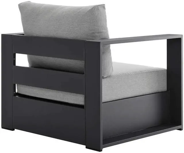 Alt view image 5 of 7 - Tahoe Outdoor Patio Powder-Coated Aluminum 4-Piece Set Gray Gray EEI-5749-GRY-GRY