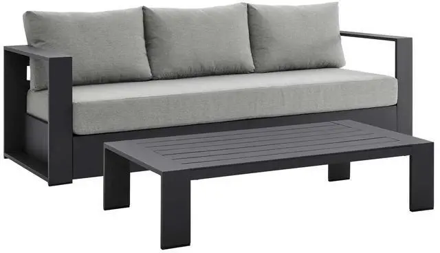Main image of Tahoe Outdoor Patio Powder-Coated Aluminum 2-Piece Set Gray Gray EEI-5750-GRY-GRY