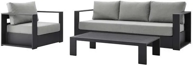 Main image of Tahoe Outdoor Patio Powder-Coated Aluminum 3-Piece Set Gray Gray EEI-5748-GRY-GRY