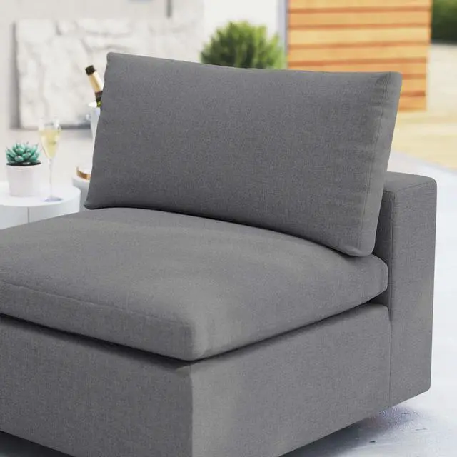 Alt view image 7 of 7 - Commix Sunbrella Outdoor Patio Armless Chair Gray EEI-4905-SLA
