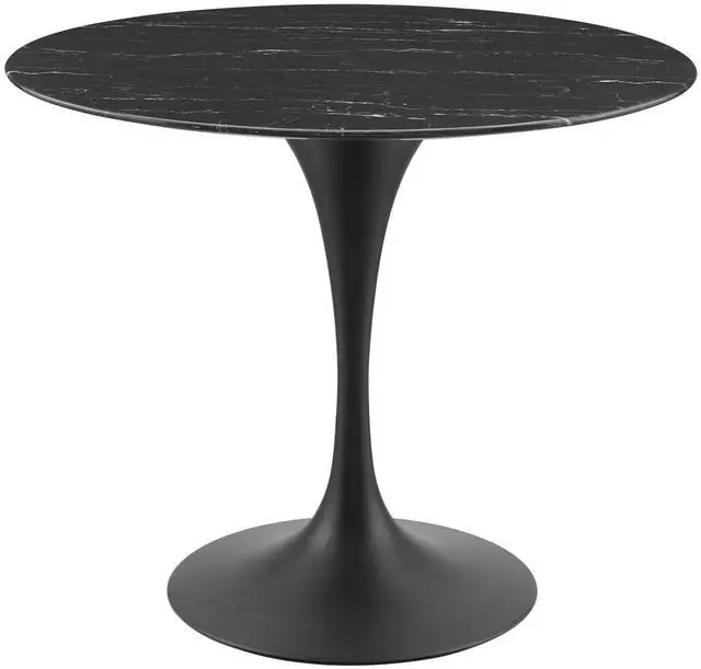 Main image of Lippa 36" Artificial Marble Dining Table Black Black EEI-4868-BLK-BLK