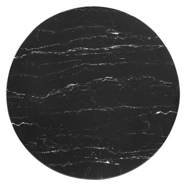 Alt view image 2 of 6 - Lippa 36" Round Artificial Marble Coffee Table Black Black EEI-4884-BLK-BLK