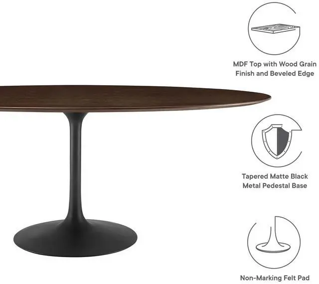 Alt view image 4 of 7 - Lippa 78" Oval Wood Grain Dining Table Black Cherry Walnut EEI-4888-BLK-CHE