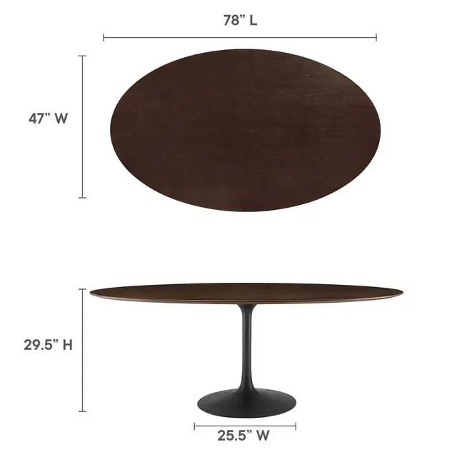 Alt view image 5 of 7 - Lippa 78" Oval Wood Grain Dining Table Black Cherry Walnut EEI-4888-BLK-CHE