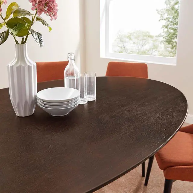 Alt view image 6 of 7 - Lippa 78" Oval Wood Grain Dining Table Black Cherry Walnut EEI-4888-BLK-CHE