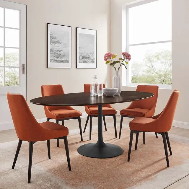 Alt view image 7 of 7 - Lippa 78" Oval Wood Grain Dining Table Black Cherry Walnut EEI-4888-BLK-CHE