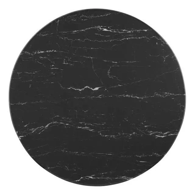 Alt view image 2 of 7 - Lippa 28" Artificial Marble Dining Table Black Black EEI-4867-BLK-BLK