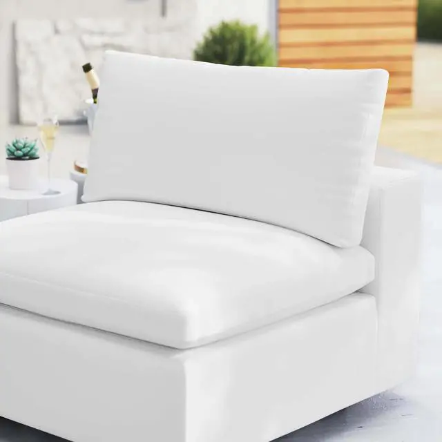 Alt view image 7 of 7 - Commix Sunbrella Outdoor Patio Armless Chair White EEI-4905-WHI