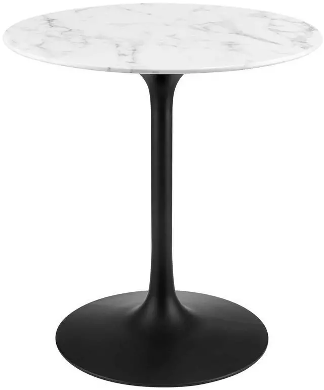 Main image of Lippa 28" Round Artificial Marble Dining Table Black White EEI-3515-BLK-WHI
