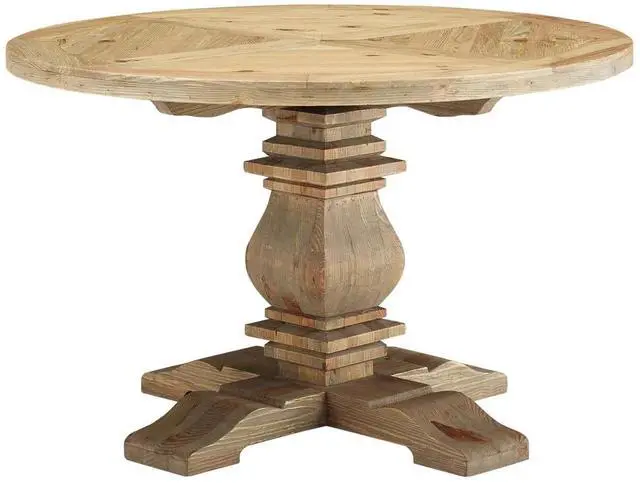Main image of Column 47" Round Pine Wood Dining Table Brown EEI-3491-BRN